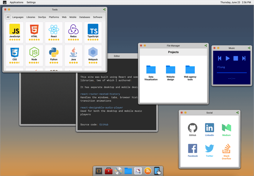 Desktop homepage
